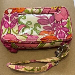 Vera Bradley Pink and Green Floral Wristlet